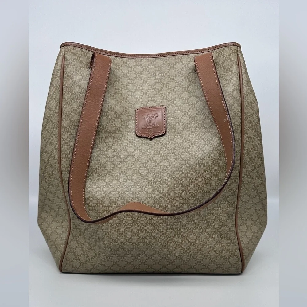 Vintage Celine Macadam Tote Bag Triomphe - Picture 2 of 12